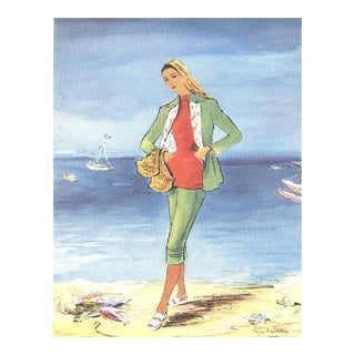1947 Mid-Century French Summer Beach Fashion Print For Sale