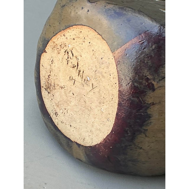 Mid-Century Modern Vintage Glazed Ceramic Vase For Sale - Image 3 of 12