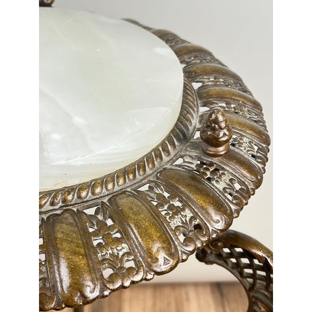 Antique Victorian Bronze and Onyx Stand C. Late 19th Century For Sale - Image 9 of 11