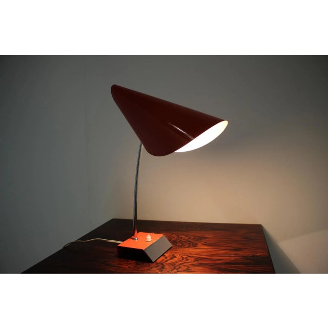 Mid-Century Modern Mid-Century Red Table Lamp by Josef Hurka for Napako, 1950s For Sale - Image 3 of 11