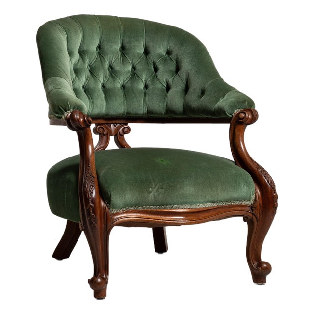 Louis Philippe Accent Chair Green France 19th Century For Sale