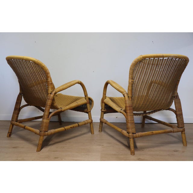Vintage Wicker and Bamboo Armchairs, 1960s, Set of 2 For Sale - Image 14 of 18