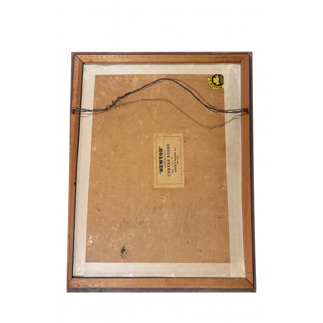 A soulful and beautifully rendered portrait, this original mid-century oil painting captures the quiet strength and wisdom...