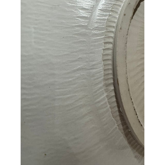 Large 17" Studio Pottery Bowl Signed Hughes Blue Sprayed Glaze Tomoe Swirl 1980s For Sale - Image 9 of 10
