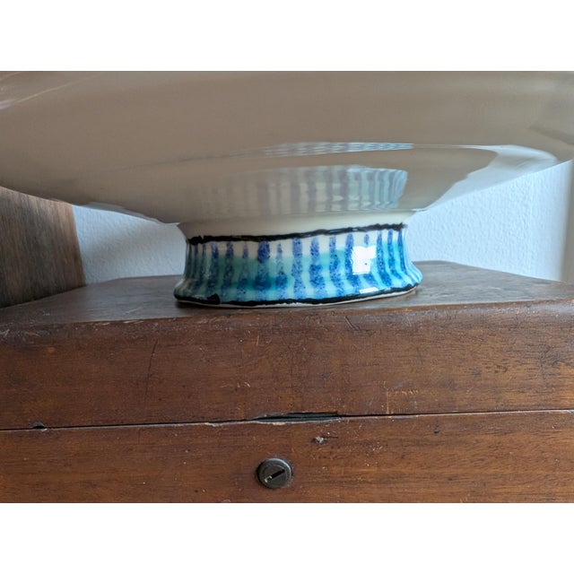 Cream Vintage Boris Vitlin Shallow Footed Majolica Bowl/Platter ~ Ceramic, Circa 1990s For Sale - Image 8 of 14