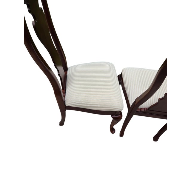 1990s Pair Thomasville Collectors Cherry Queen Ann Dining Room Side Chairs For Sale - Image 11 of 13