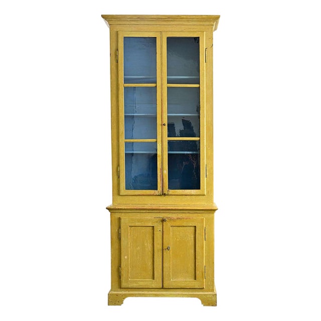 English 19th Century Tall Painted Bookcase For Sale
