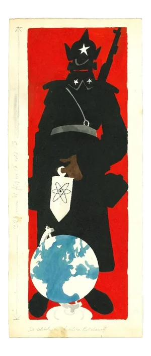 Adolf Reinhold Hallman, Soviet Soldier, China Ink and Tempera, 1950s