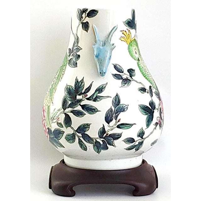 Wood Vase With Pair Parrots For Sale - Image 7 of 9