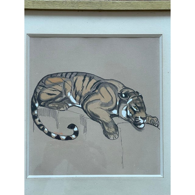 Paul Jouve, Tiger, 1920, Pencil & Paint For Sale - Image 6 of 12
