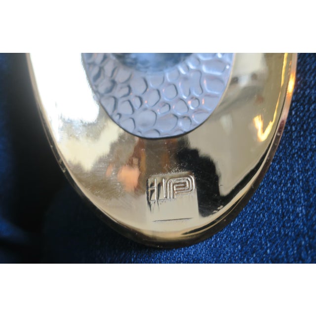 Vintage Italian Inscribed Leather and Gold-Plated Brass Cobra Table Lamp, 1970s For Sale - Image 6 of 12