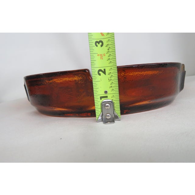 Tiara Embossed American Eagle Amber Art Glass Large Ashtray 4677b For Sale - Image 15 of 17