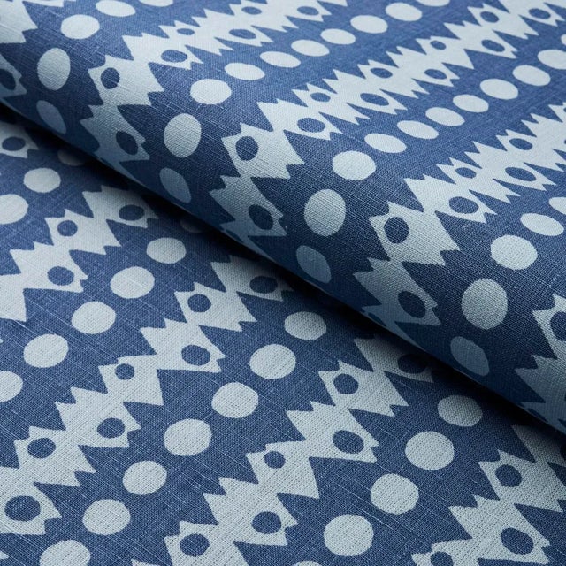 Schumacher Schumacher x Drusus Tabor Trickledown Fabric in Blues For Sale - Image 4 of 4
