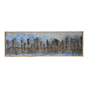 1960s MCM Peter Sword Abstract Brutalist Panoramic Cityscape Painting Outsider Art