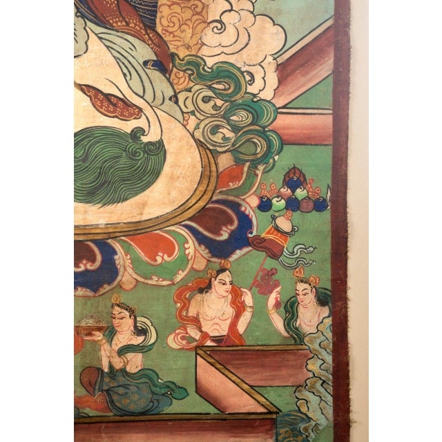 19th Century Tibetan Thangka of the Guardian of the North and God of Wealth For Sale - Image 9 of 9