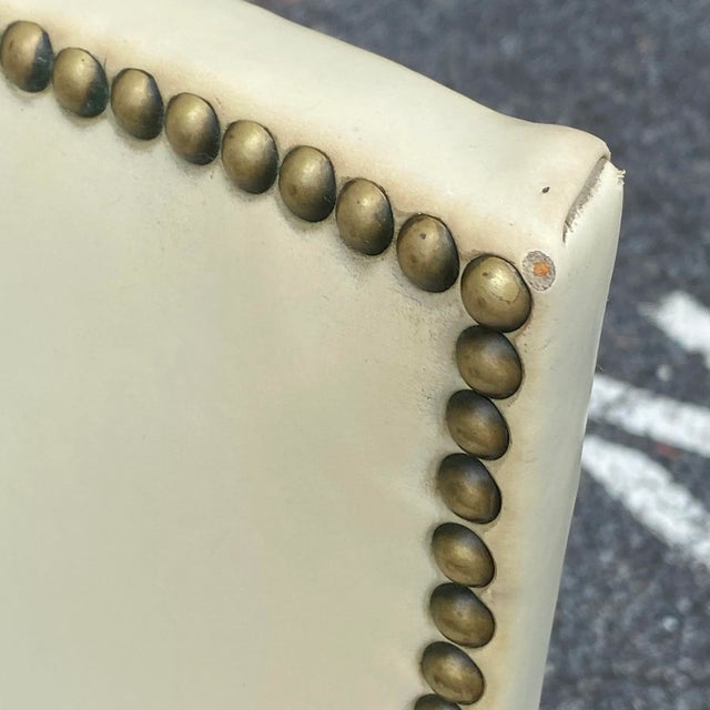 Antique Mahogany & Nailhead Ivory Leather Armchair For Sale In Philadelphia - Image 6 of 13