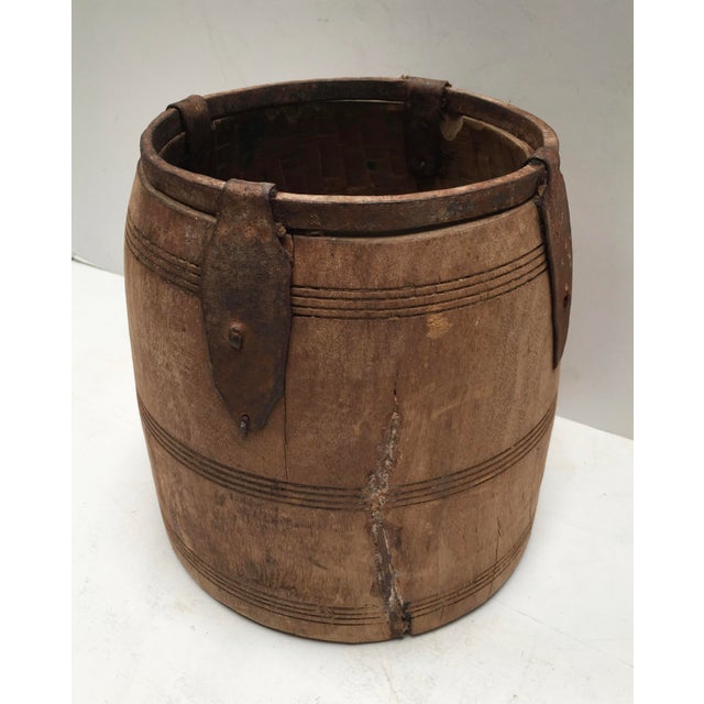 Antique Primitive Handmade Wood and Metal Grain Bucket Chairish