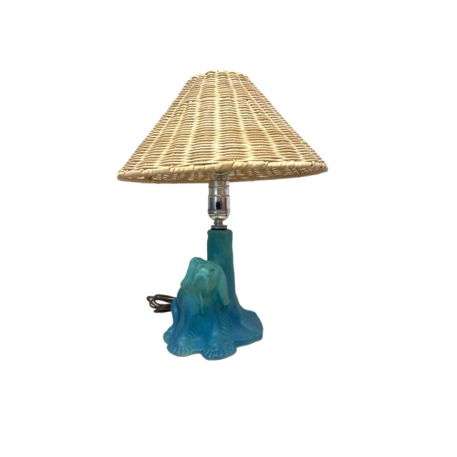 Boho Chic 1940s Van Briggle Dog Lamp With Serena & Lily Shade. For Sale - Image 3 of 12