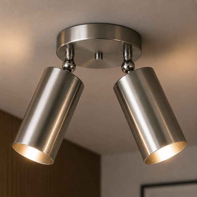 Not Yet Made - Made To Order Solid Brass Double Adjustable Spotlight Ceiling Light, Brass Ceiling Fixture, Modern Flush Mount For Sale - Image 5 of 7