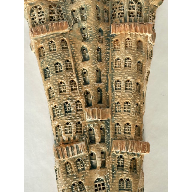 Rare Pair of Aldo Moroni Fanciful Contemporary Porcelain Building Wall Sculptures For Sale In Minneapolis - Image 6 of 12