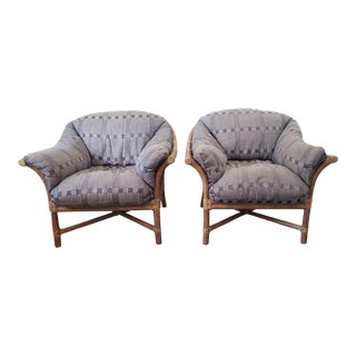 McGuire Rattan Club Chairs - a Pair For Sale