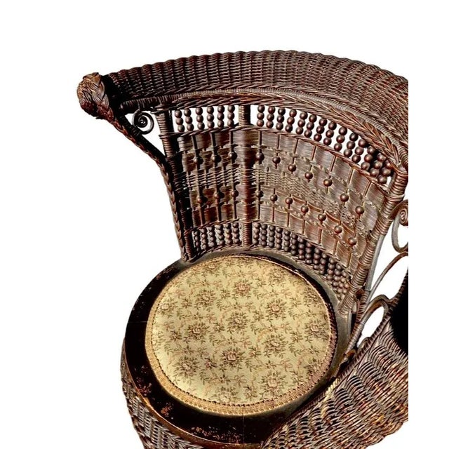 Early 20th Century Eastern Seaboard Jenkins & Phipps Stick and Ball Wicker Portrait Chair For Sale - Image 4 of 12