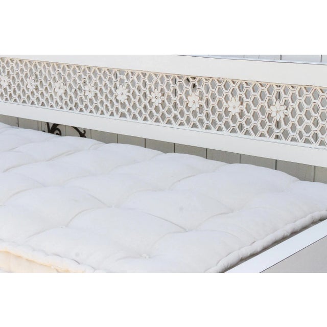 1990s Large Hand-Carved Floral Jali White Daybed Sofa For Sale - Image 5 of 13