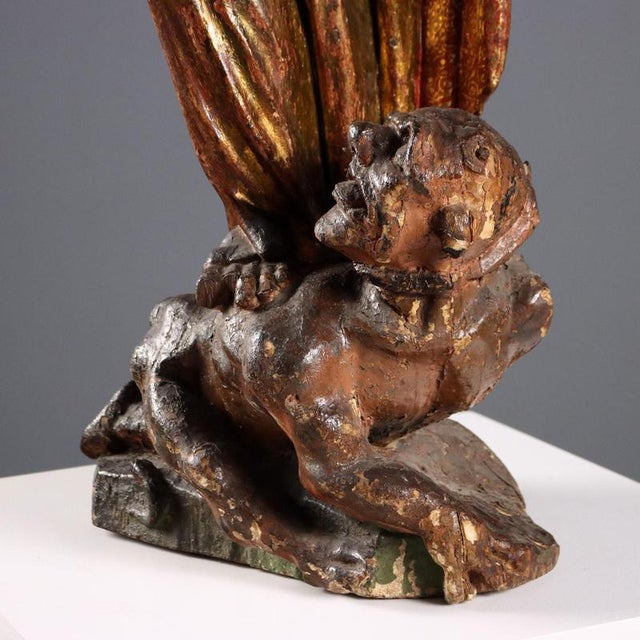 Sculpture of St. Bernard, Swiss Pine For Sale - Image 6 of 10