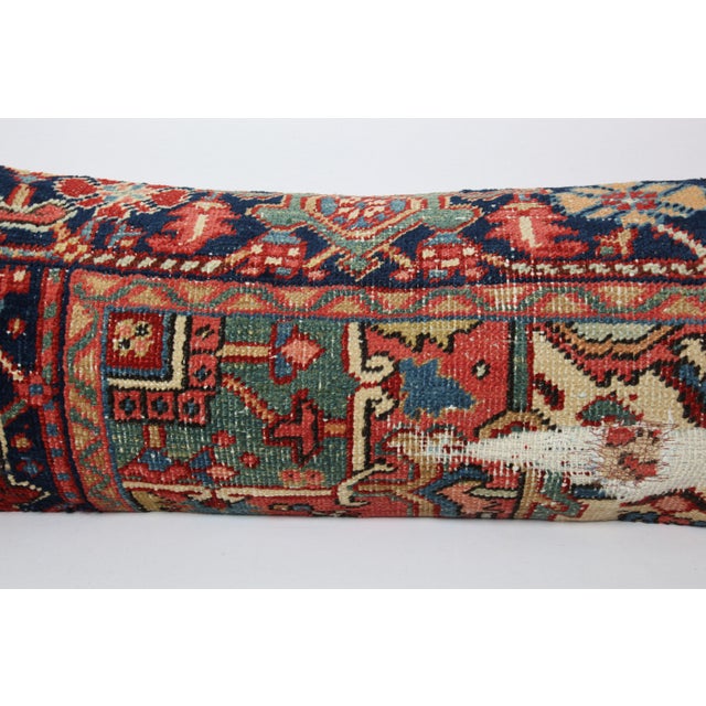 Early 20th Century Antique Colorful Tribal Persian Heriz Rug Pillow Cover -16'' X 32'' For Sale - Image 5 of 9