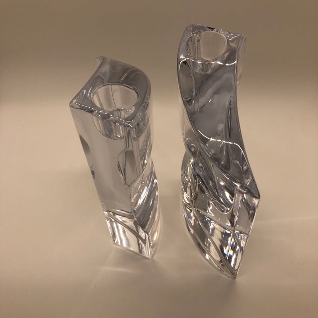 Set Pair of Nambe 7" Crystal Candlesticks Candle Holders Chill David Tisdale For Sale - Image 9 of 10
