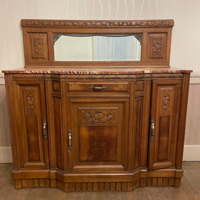 1920s Art DEco Walnut Dining Tables and Chairs, Set of 12 For Sale - Image 5 of 18