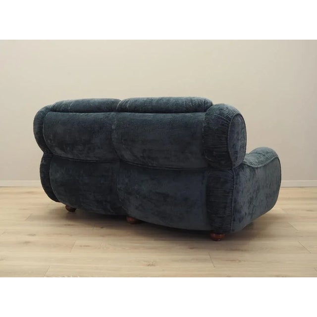 Wood Vintage Italian Navy Blue Velour Sofa, 1970s For Sale - Image 7 of 15