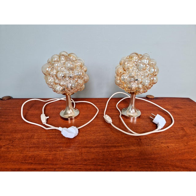 Bubble Glass Lamps by Helena Tynell for Glashütte Limburg, 1970, Set of 2 For Sale - Image 17 of 18