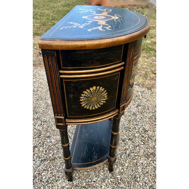 Black Entryway Table Chinoiserie Imperial Black Lacquer Gold Decorations For Sale - Image 8 of 10