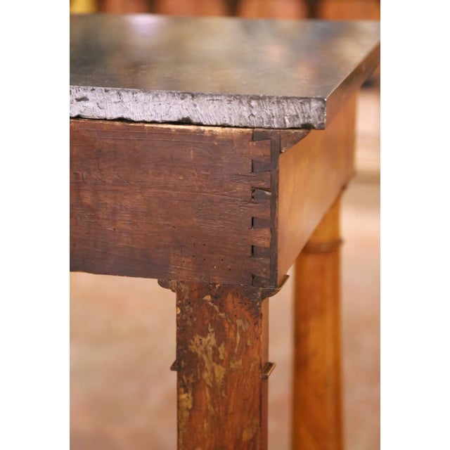 19th Century French Empire Carved Walnut Console Table With Black Marble Top For Sale - Image 13 of 14