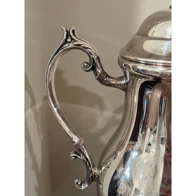 Silver Vintage F B Rogers Silverplate Coffee Urn Samovar With Burner For Sale - Image 8 of 10