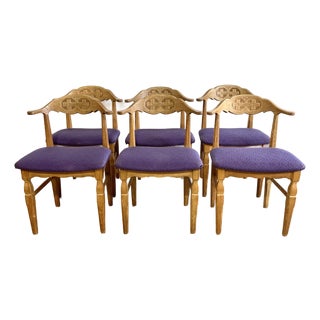 Henning Kjaernulf Danish Dining Oak Chairs For Sale