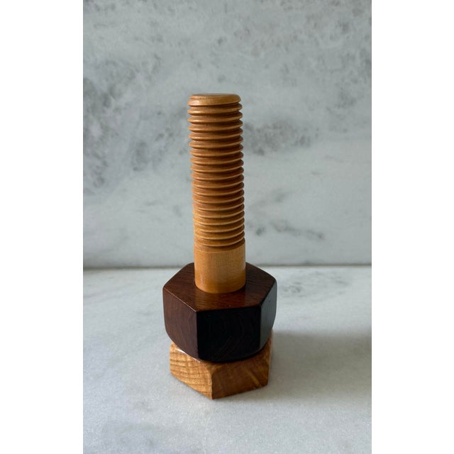 Handmade Wooden Bolt and Nut Sculpture For Sale - Image 4 of 7