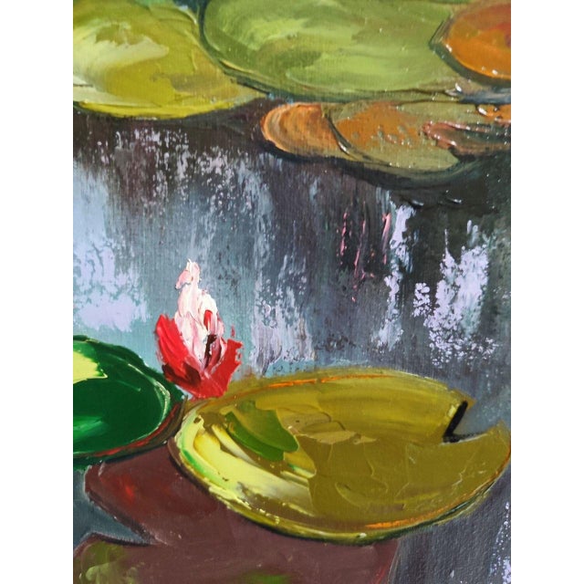 Impressionist Iryna Dobrovinska Original Oil Painting Water Lilies – Impressionist Floral Landscape on Canvas For Sale - Image 3 of 7
