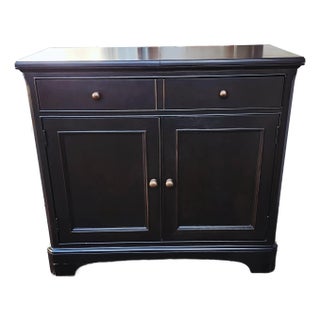 Thomasville Ebonized Wood Sideboard Buffet Server With Extendable Foldout Surfaces For Sale