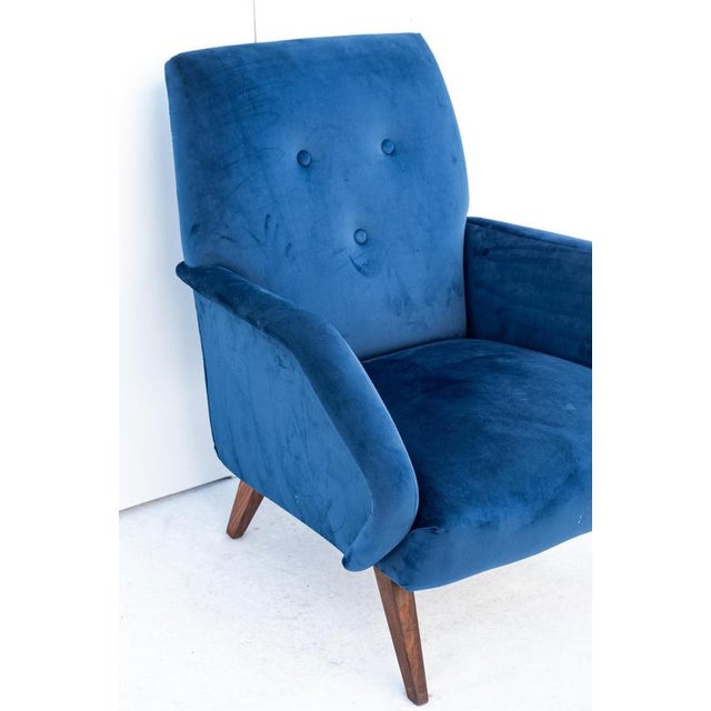 Vintage Velvet Armchair, 1950s For Sale - Image 4 of 11