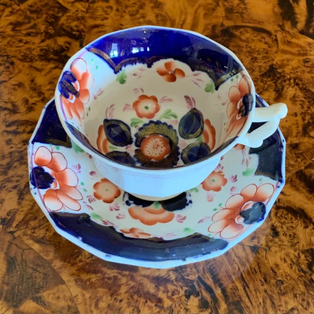 Ca. 1830-40, decorated in an Imari style pattern loosely known as “Gaudy Dutch.” Overall good antique condition with some...