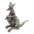 Vintage Italian Handmade Genuine Silver Rare Kangaroo With Two Joeys Solid Figurine For Sale