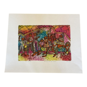 The Flutists, Artist Soji Niran, Pen and Ink on Rice Paper Painting