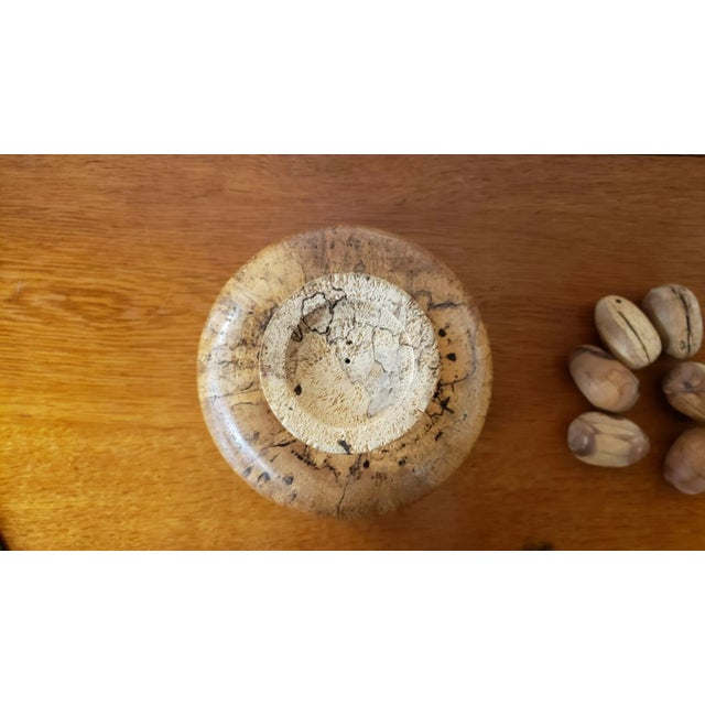 Wood Handmade Large Wooden Pedestal Bowl With 6 Wooden Eggs For Sale - Image 7 of 7