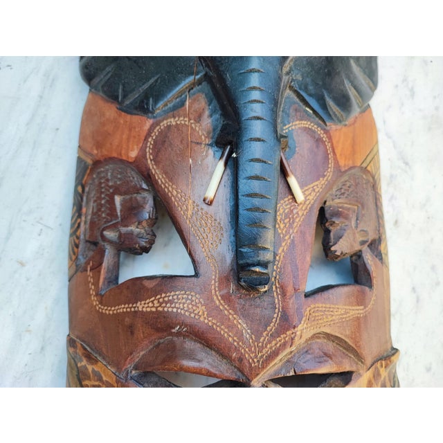 Vintage Masai Mask Wooden Sculpture, 1980s For Sale - Image 3 of 9