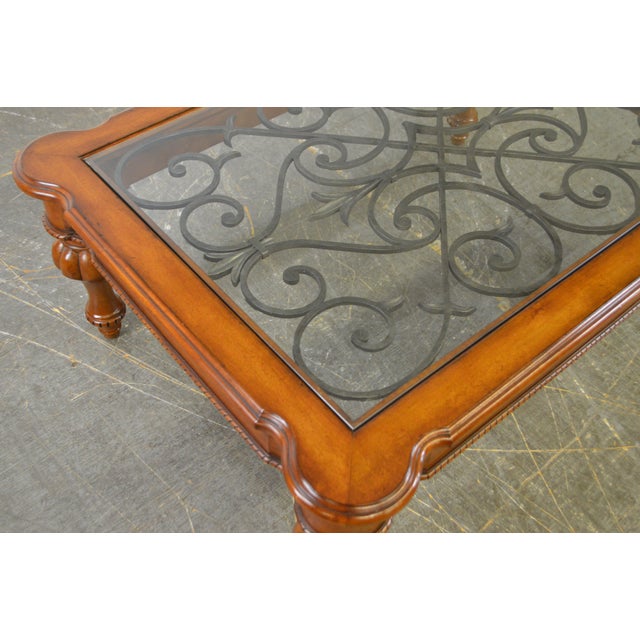 Ethan Allen French Country Style Glass & Scrolled Iron Top ...