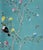 Hand Painted Teal Tropical Chinoiserie Toucan Floral Mural 3-Panel Set For Sale - Image 4 of 4