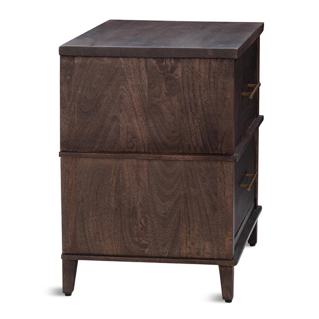 Two-Drawer Walnut Finish Midcentury Style Nightstand For Sale - Image 4 of 9