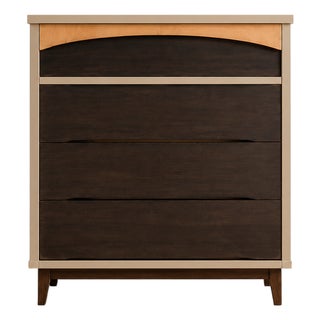 Refinished Mid-Century Modern 4-Drawer Chest in Sculpted Clay & Dark Walnut For Sale